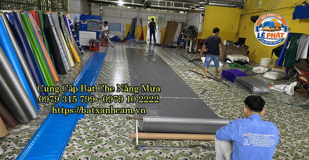 Bạt Xanh Cam Che Hàng Hóa Ngoài Trời