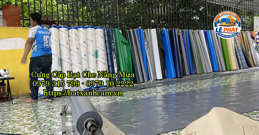 Bạt Xanh Cam Che Hàng Hóa Ngoài Trời