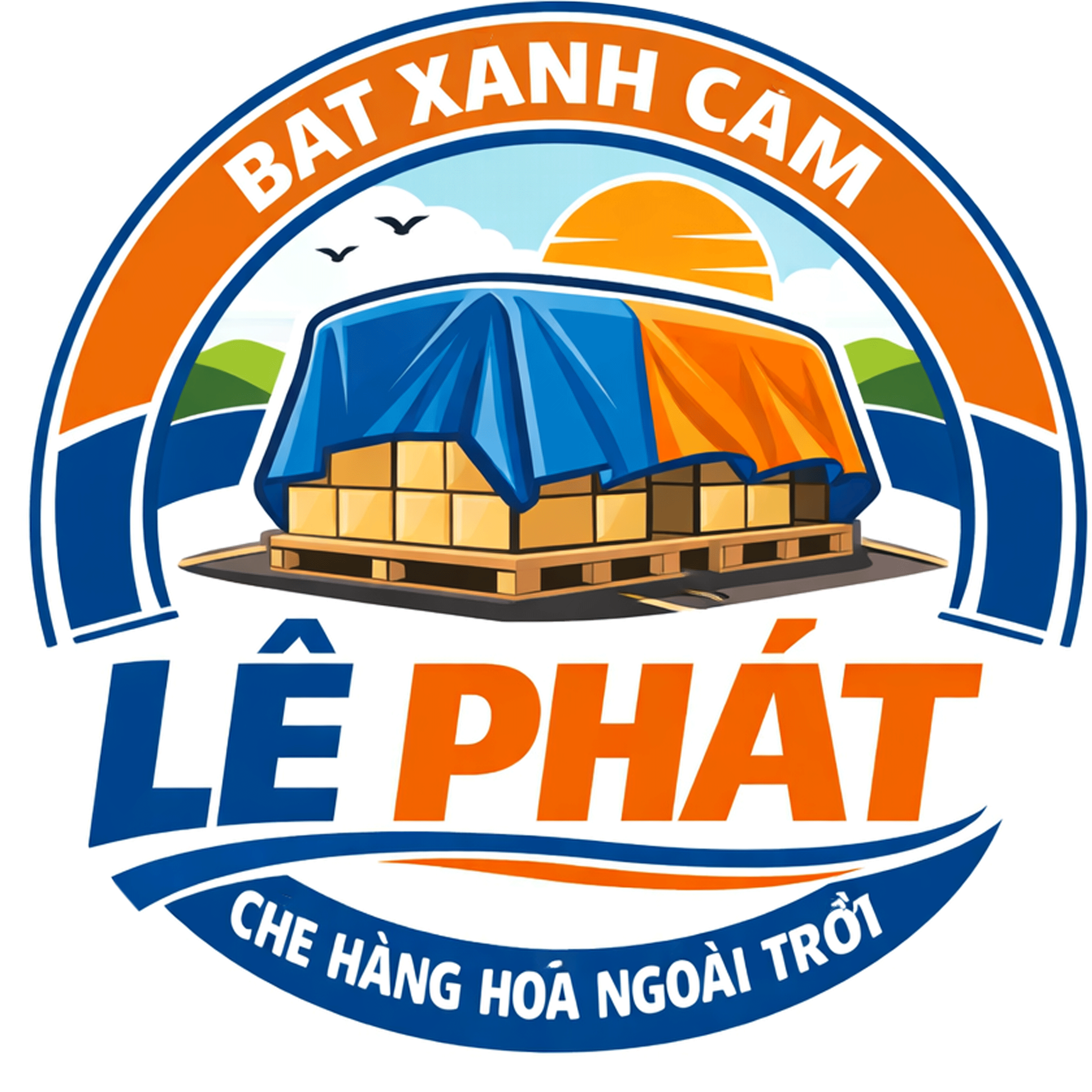 Cung Cấp Gia Công Bạt Xanh Cam Vàng Che Hàng Hóa Ngoài Trời