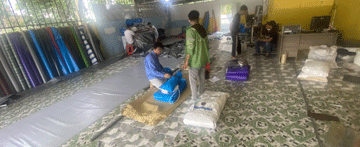 Gia công bạt xanh cam che nắng mưa ngoài trời